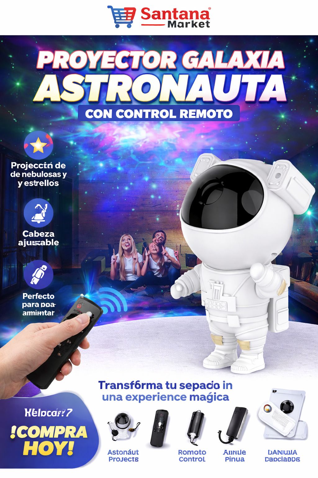 PROYECTOR DE ASTRONAUTA LUZ LED